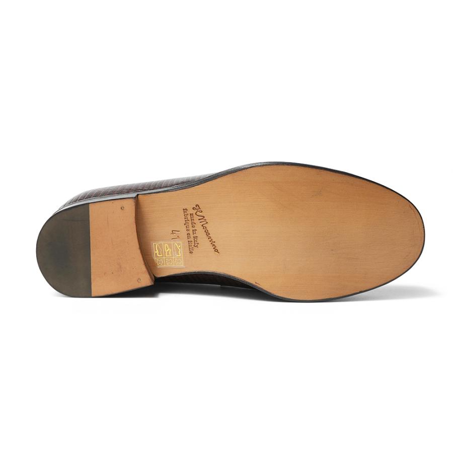 IL MOCASSINO イルモカシーノ 型押しテジューレザー コインローファーシューズ ALDO-CUOIO TEJUS BROWNの画像