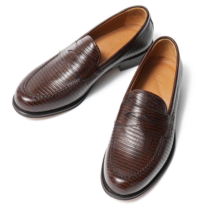 IL MOCASSINO イルモカシーノ 型押しテジューレザー コインローファーシューズ ALDO-CUOIO TEJUS BROWNの画像