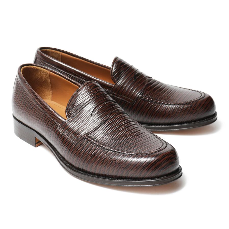 IL MOCASSINO イルモカシーノ 型押しテジューレザー コインローファーシューズ ALDO-CUOIO TEJUS BROWNの画像