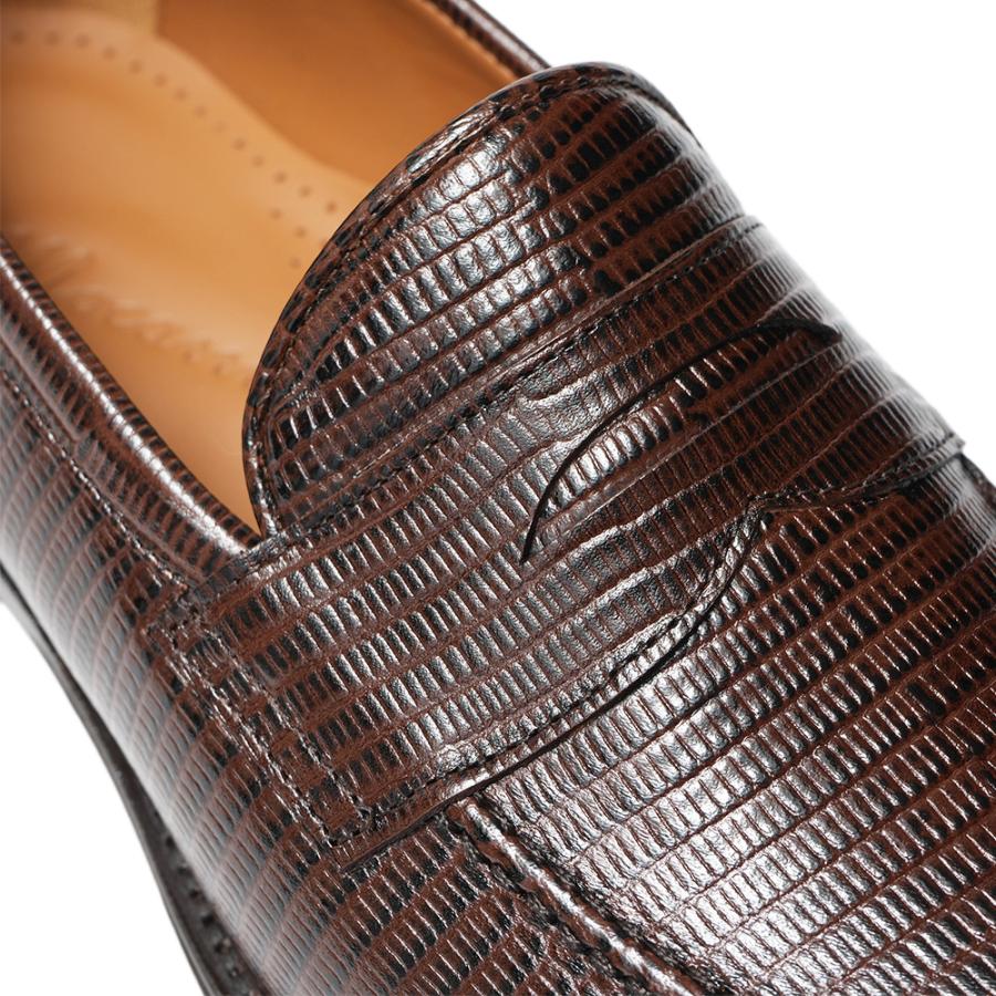 IL MOCASSINO イルモカシーノ 型押しテジューレザー コインローファーシューズ ALDO-CUOIO TEJUS BROWNの画像