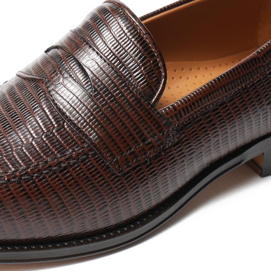 IL MOCASSINO イルモカシーノ 型押しテジューレザー コインローファーシューズ ALDO-CUOIO TEJUS BROWNの画像
