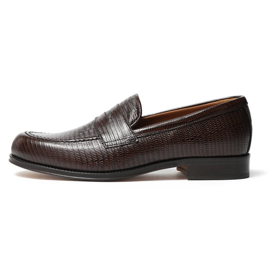 IL MOCASSINO イルモカシーノ 型押しテジューレザー コインローファーシューズ ALDO-CUOIO TEJUS BROWNの画像