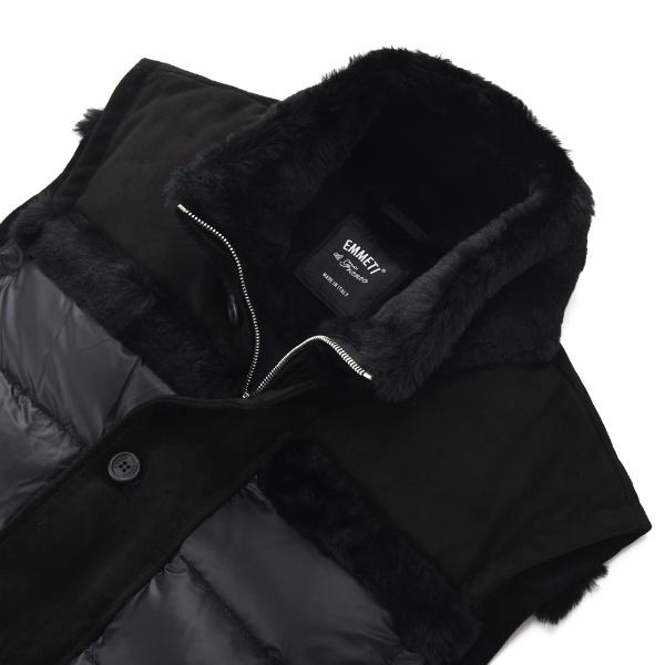 豪華な豪華なポイント10倍 EMMETI エンメティ DONNY ムートンダウンベスト BLACK ジャケット バーニヴァーノ・22 秋冬 AW 新作(L)ナイロンスーパーシレー ダウンベスト(L)BAW-LDV4511-09 BARNI VARNO