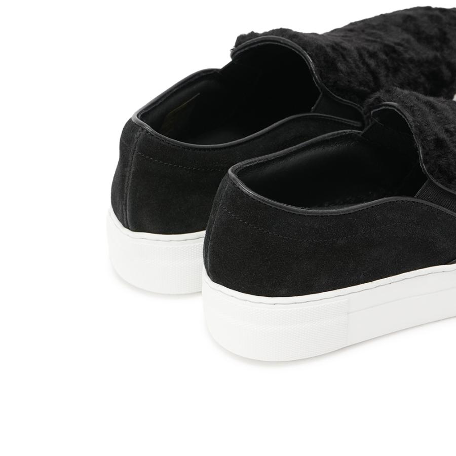 PELLICO SUNNY ペリーコサニー GIOIA 0001-2 FUR/SUEDE 3.5cm ファースエード スリッポンシューズ BLACK_4
