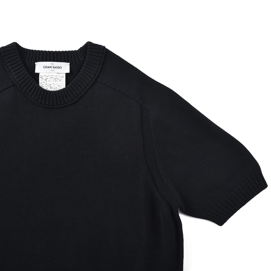 GRANSASSO グランサッソ ソフトコットン ニット クルーネック ショートスリーブ Tシャツ 24111/18144 BLACK｜due-online｜02