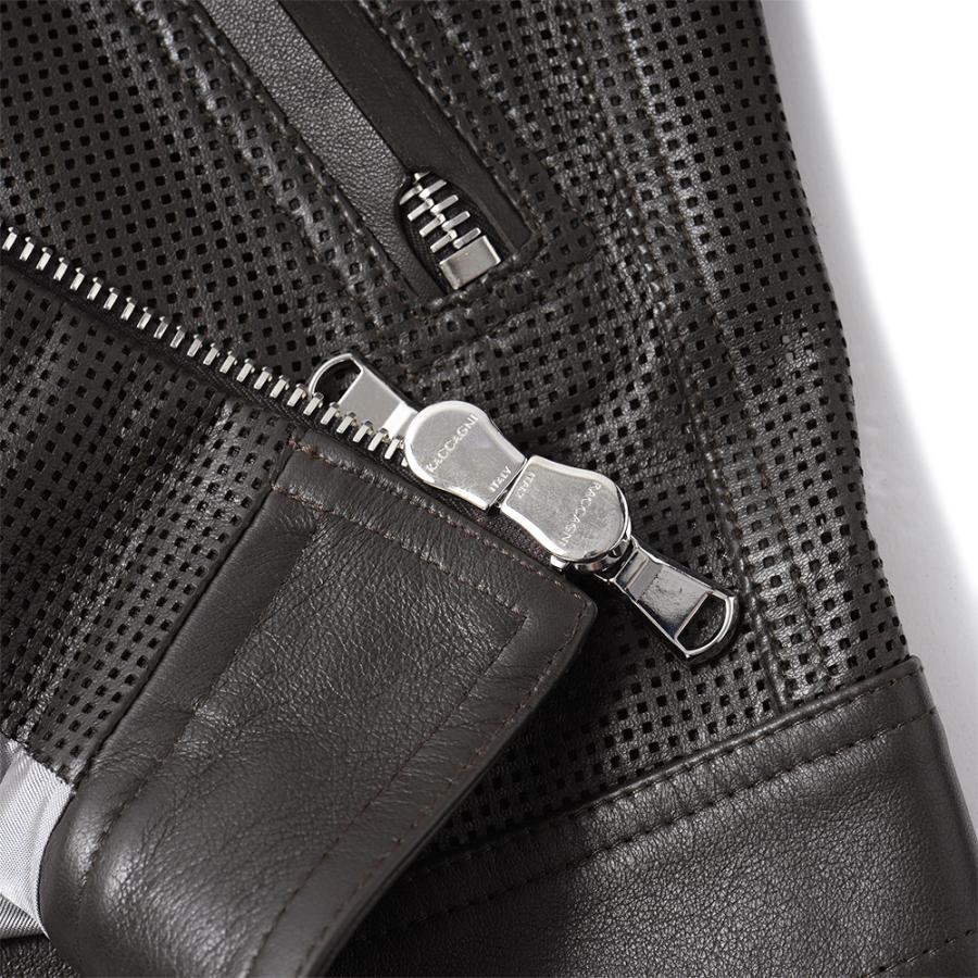EMMETI エンメティ 干場義雅氏 別注 H CLASSICA TRAFORATO アッカ クラシカ パンチングレザー シングルライダースジャケット D.BROWNの画像