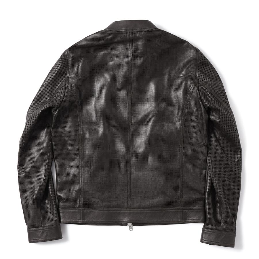EMMETI エンメティ 干場義雅氏 別注 H CLASSICA TRAFORATO アッカ クラシカ パンチングレザー シングルライダースジャケット D.BROWNの画像