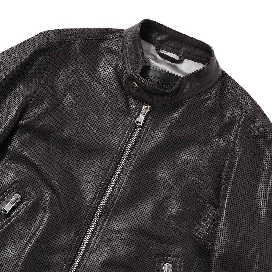 EMMETI エンメティ 干場義雅氏 別注 H CLASSICA TRAFORATO アッカ クラシカ パンチングレザー シングルライダースジャケット D.BROWNの画像
