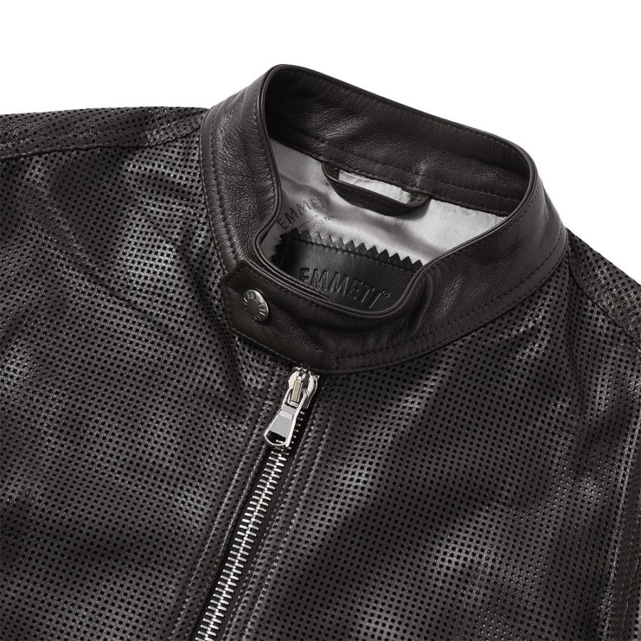 EMMETI エンメティ 干場義雅氏 別注 H CLASSICA TRAFORATO アッカ クラシカ パンチングレザー シングルライダースジャケット D.BROWNの画像