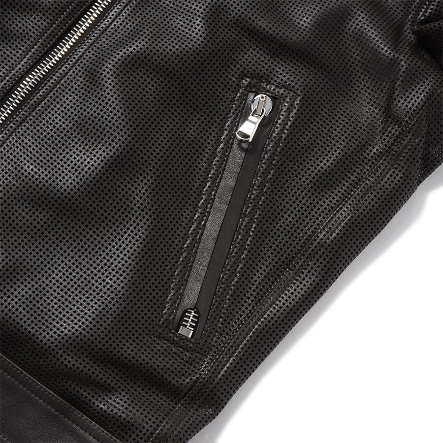 EMMETI エンメティ 干場義雅氏 別注 H CLASSICA TRAFORATO アッカ クラシカ パンチングレザー シングルライダースジャケット D.BROWNの画像