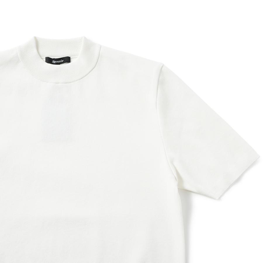 リブニール ウォッシャブル コットン・ポリエステル ニット モックネック S/S Tシャツ INT-010 WHITE 【ローバー】