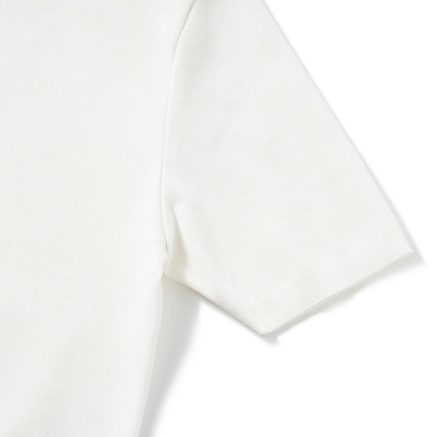 リブニール ウォッシャブル コットン・ポリエステル ニット モックネック S/S Tシャツ INT-010 WHITE 【ローバー】