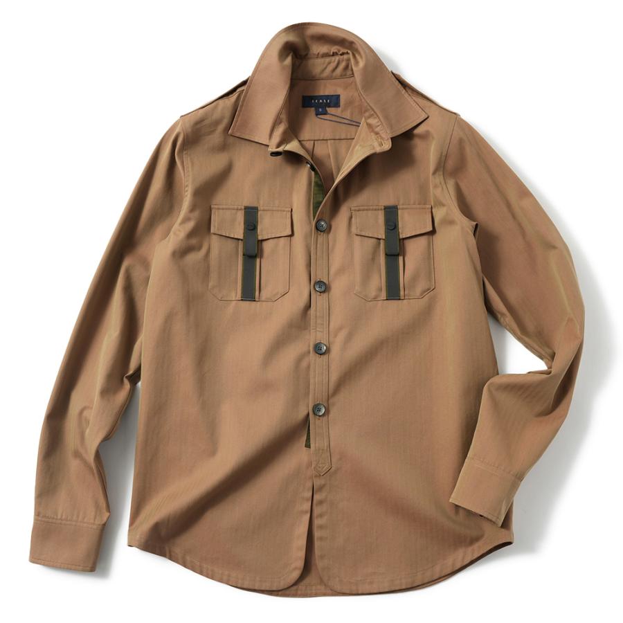 SEASE シーズ CAMICIA GENERALE JJ043/TN363 コットン ソラーロ ヘリンボーン オーバーシャツ R11 IRIDESCENT DESERTの画像