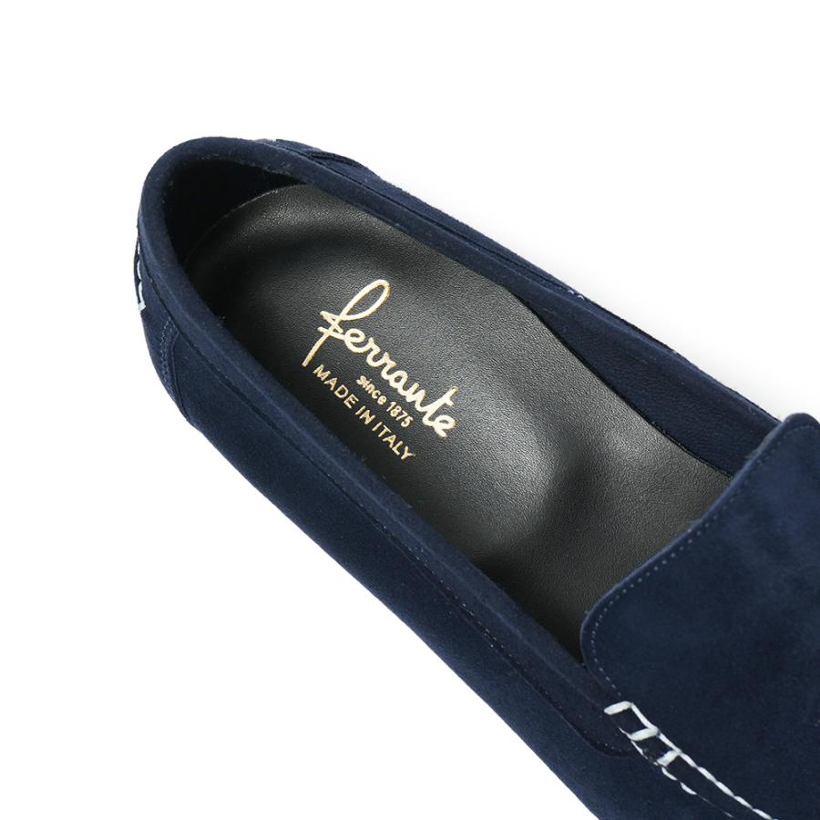 FERRANTE フェランテ NAVY/M CAMOSCIO スエード ラバーソール デッキシューズ NAVYの画像