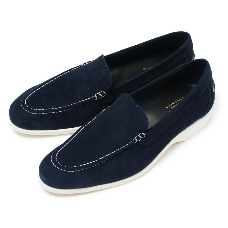 FERRANTE フェランテ NAVY/M CAMOSCIO スエード ラバーソール デッキシューズ NAVYの画像