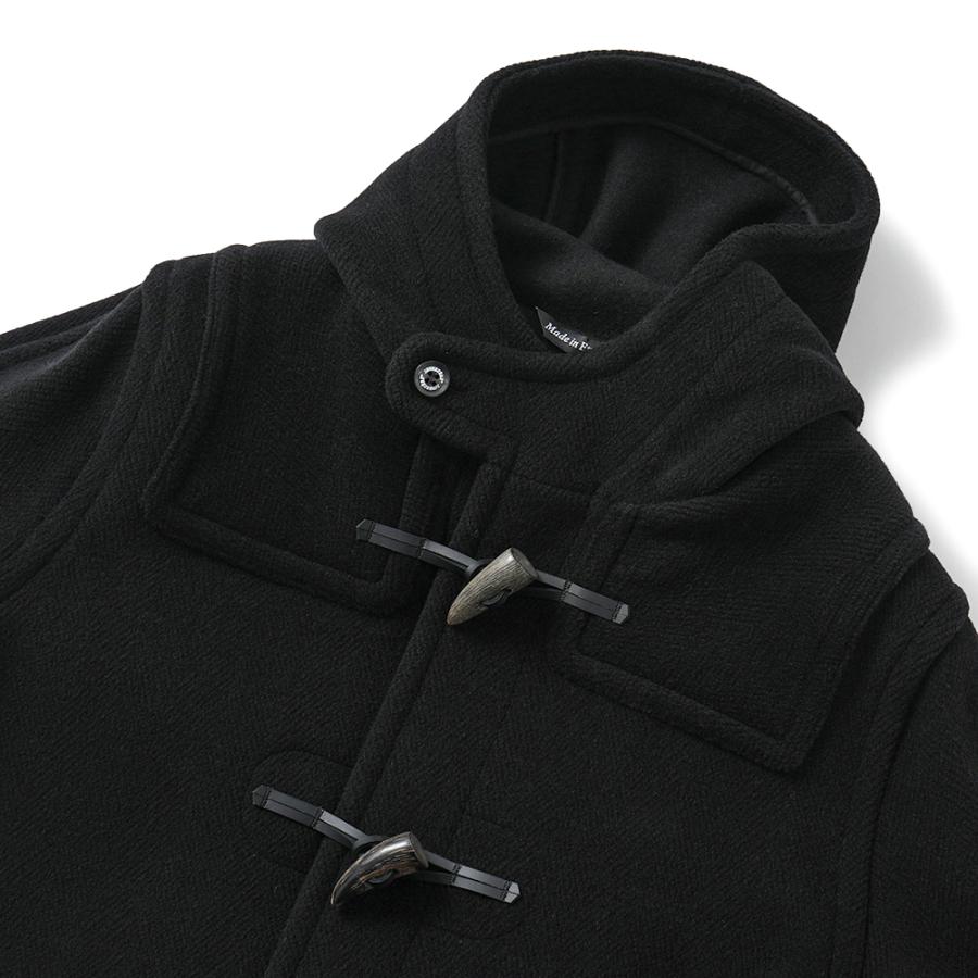 INVERTERE インバーティア NEWTON ABBOT Joshua Ellis ウール ヘリンボーン ダッフルコート BLACKの画像