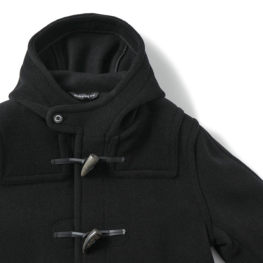 INVERTERE インバーティア NEWTON ABBOT Joshua Ellis ウール ヘリンボーン ダッフルコート BLACKの画像