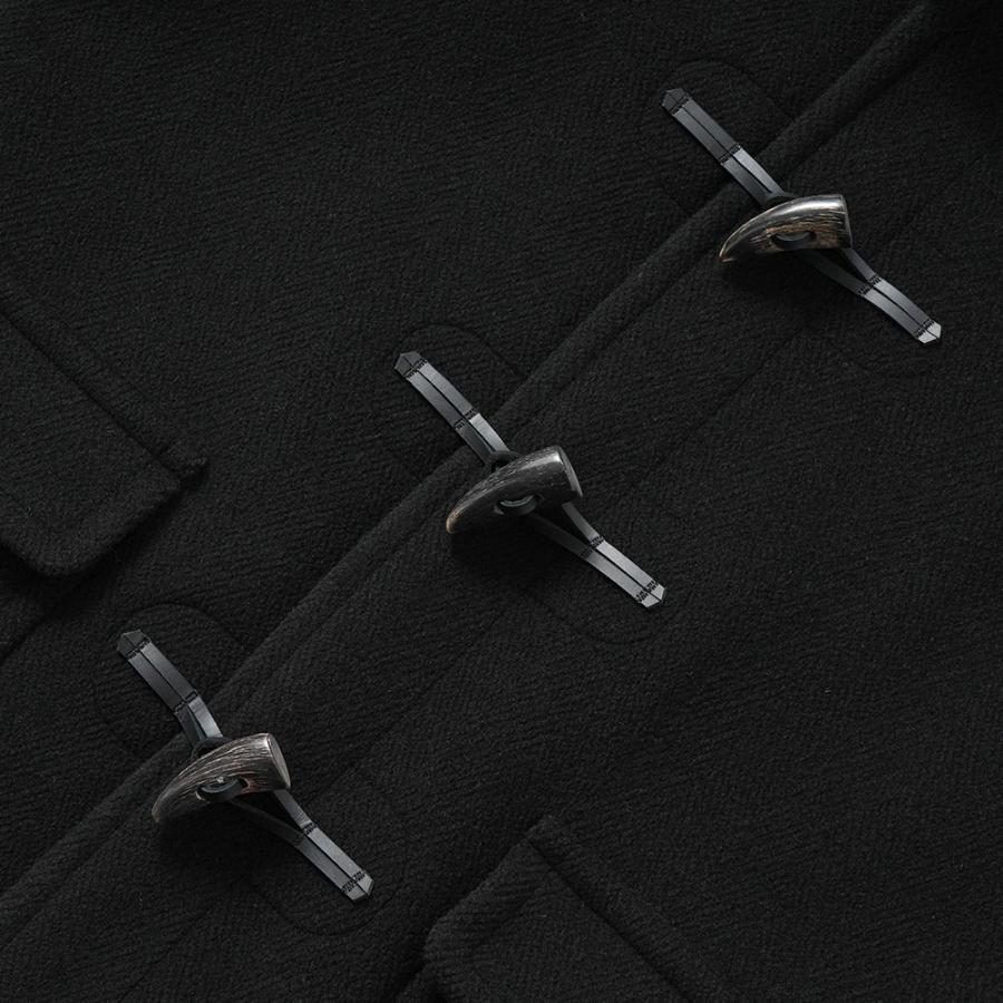 INVERTERE インバーティア NEWTON ABBOT Joshua Ellis ウール ヘリンボーン ダッフルコート BLACKの画像