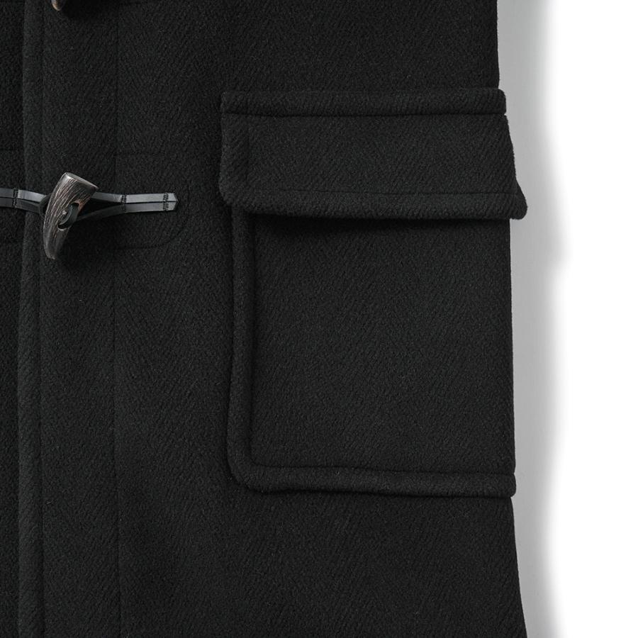 INVERTERE インバーティア NEWTON ABBOT Joshua Ellis ウール ヘリンボーン ダッフルコート BLACKの画像
