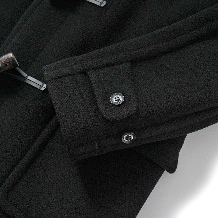 INVERTERE インバーティア NEWTON ABBOT Joshua Ellis ウール ヘリンボーン ダッフルコート BLACKの画像
