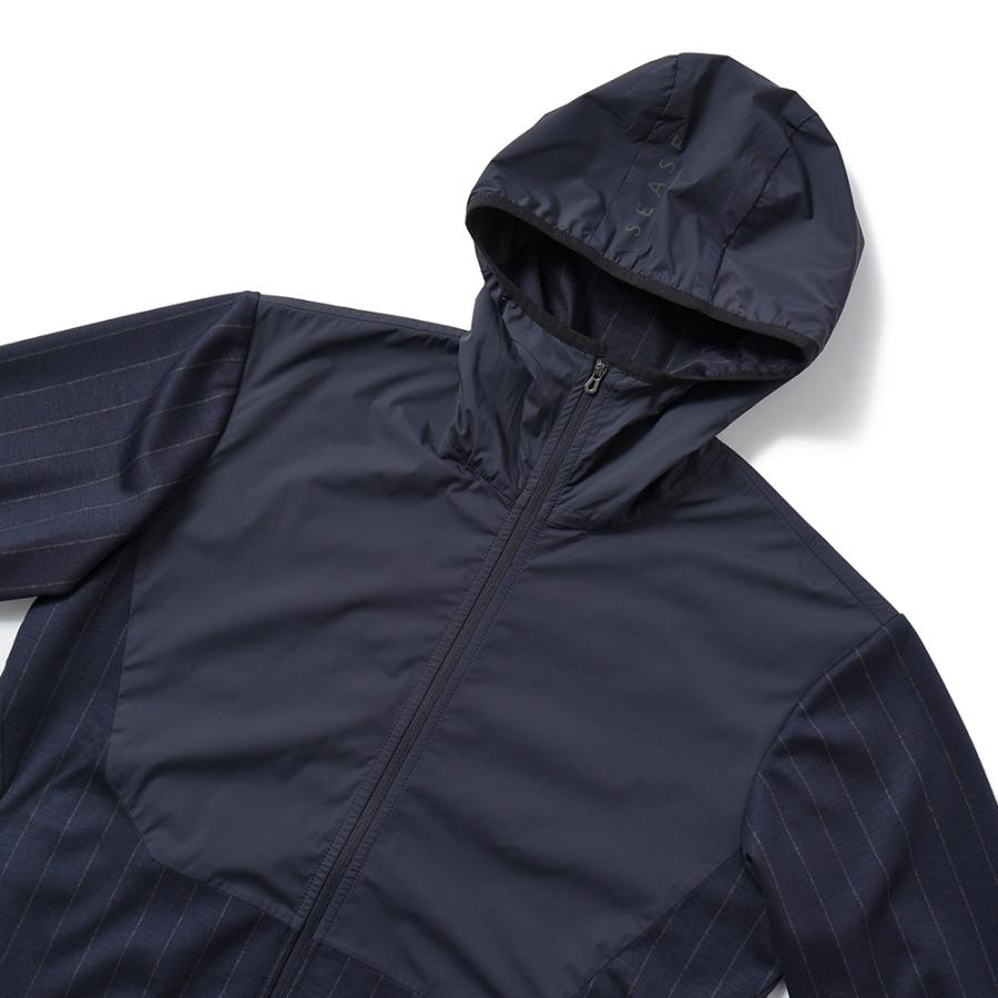 SEASE シーズ ZIPPED HOODIE HYBRID WH049/TJ232 ジップフーディ ハイブリッド B13 NAVY BLUEの画像