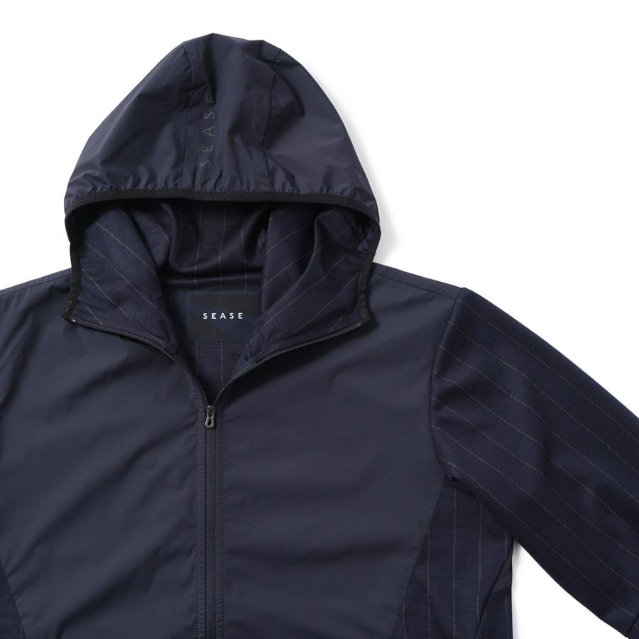 SEASE シーズ ZIPPED HOODIE HYBRID WH049/TJ232 ジップフーディ ハイブリッド B13 NAVY BLUEの画像