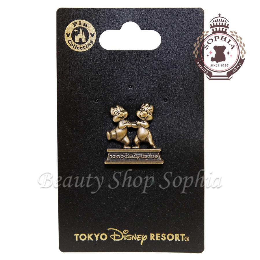 チップ＆デール ピンバッジ ブロンズ像風 ディズニー グッズ お