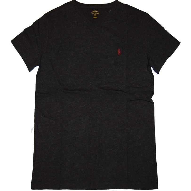 送料無料！Polo RalphLauren ポロ ラルフローレン Ｖ−ネック Tシャツ ワンポイント ポニー BLACK-HEATHER｜dukesstore｜02