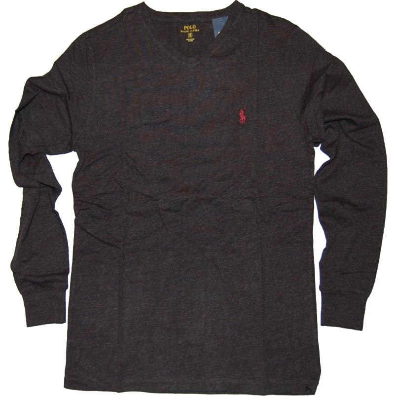 Polo RalphLauren ポロ ラルフローレン V-ネック ロングTシャツ 長袖 ワンポイント ポニー BLACK-HEATHER｜dukesstore｜02