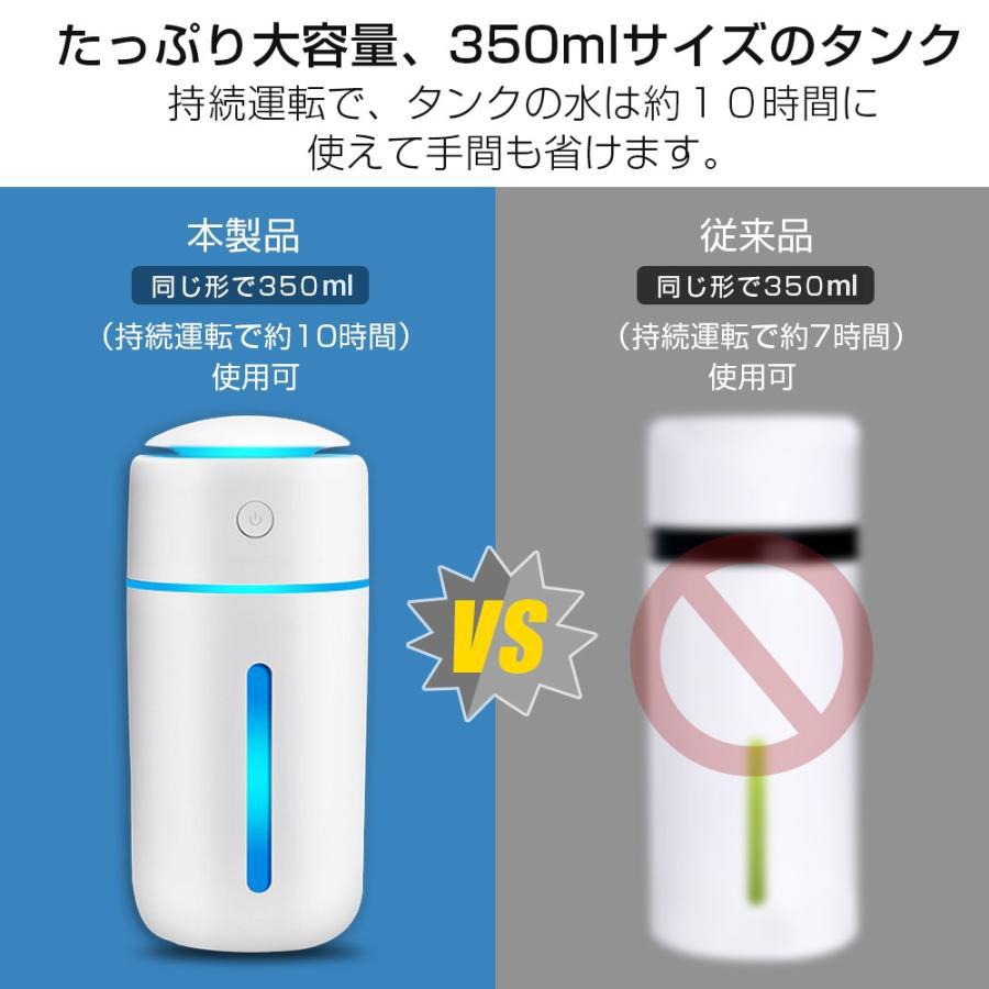 加湿器 卓上 超音波式 USB 350ml 大容量 ペットボトル 除菌 静音
