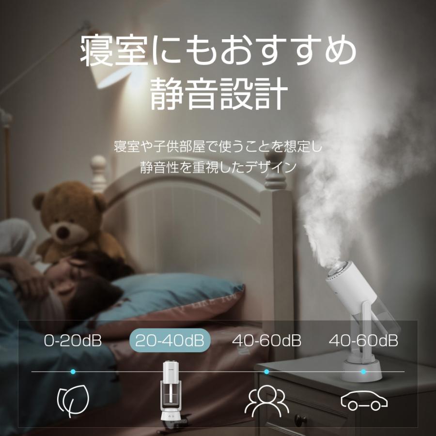 加湿器 充電式 自動首振り 小型 卓上加湿器 マイナスイオン除菌機能