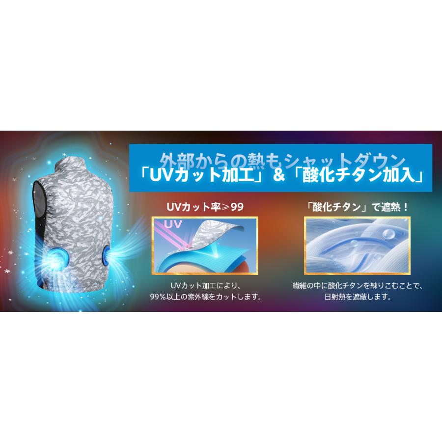 最新設計 空調作業服 ベスト ファン付き作業服 34V超高出力 体感-16