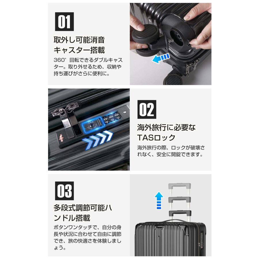 ClioClio] スーツケース キャリーケース キャリーバッグ 拡張機能付 超