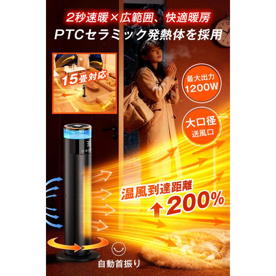 2025冬新型 AI知能恒温 セラミックヒーター 人感センサー 首振り 大