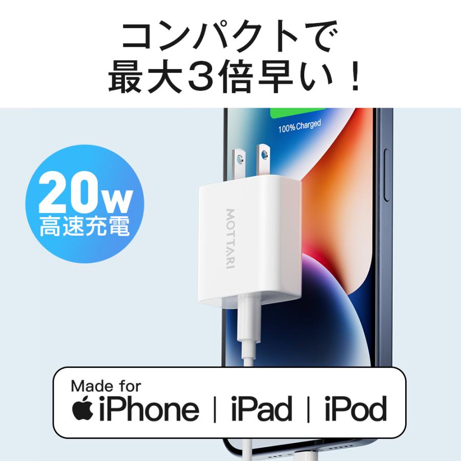 20W高速充電アダプタ &  USB-C - Cケーブル（2m） 20W GaN急速充電セット」iphone 充電器 ケーブルセット 急速充電器