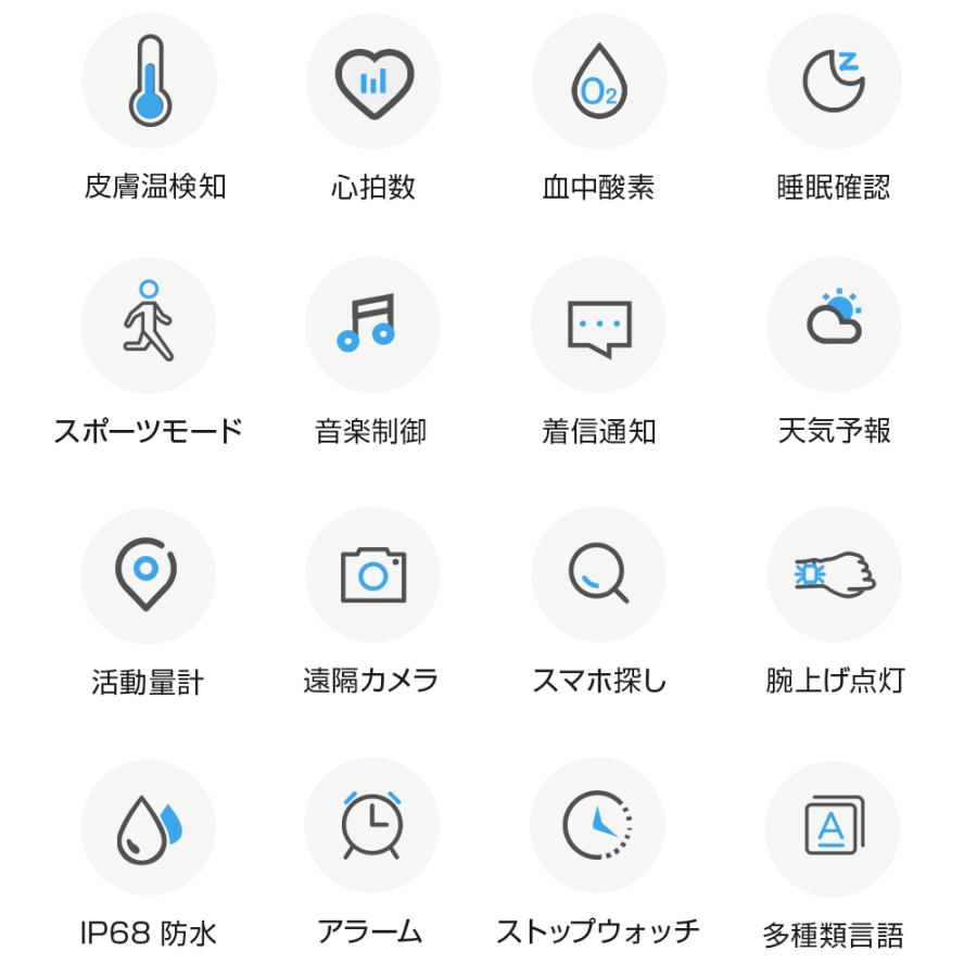 itDEAL スマートウォッチ B16XK 皮膚温変動測定 1.75インチ IP68防水心拍計 歩数計  血中酸素 GPS連携 レディース メンズ 腕時計 着信通知 睡眠検測 敬老の日 |  | 09