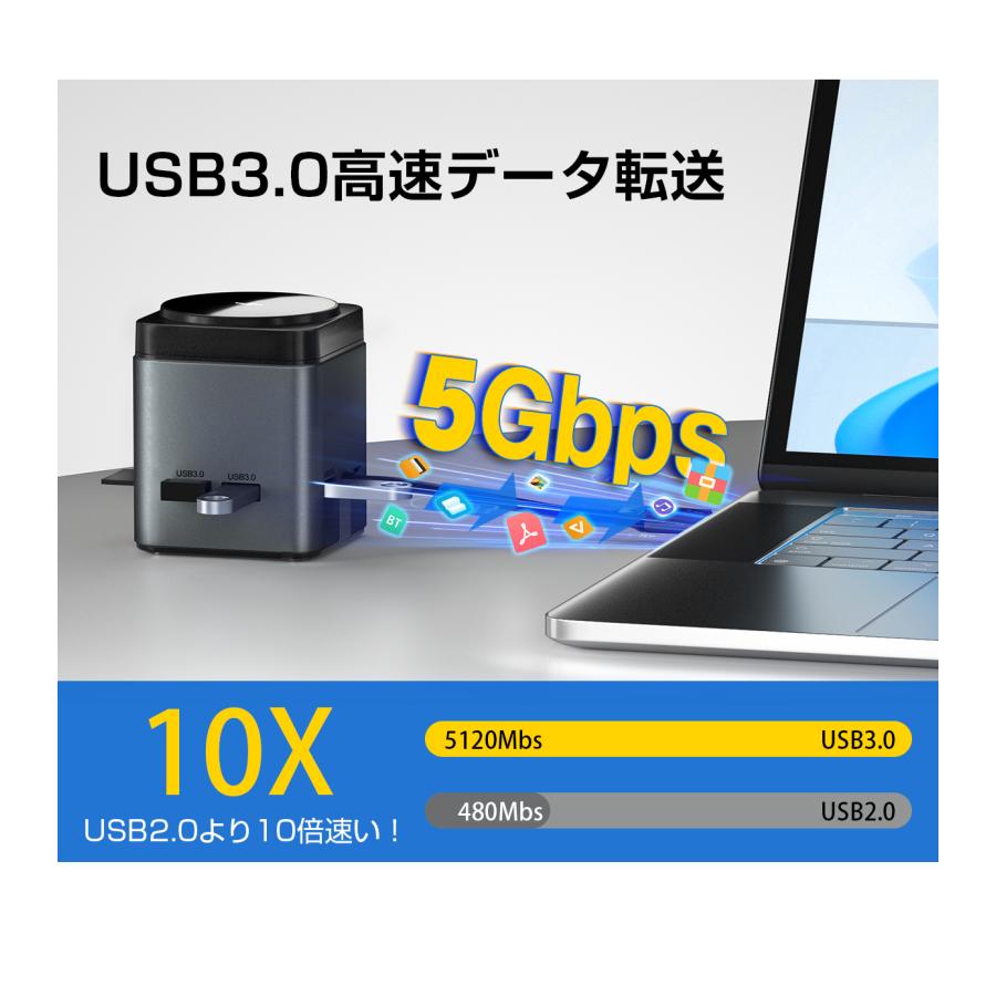USBハブ 8in1 ドッキングステーション ワイヤレス充電 急速充電 5Gbps