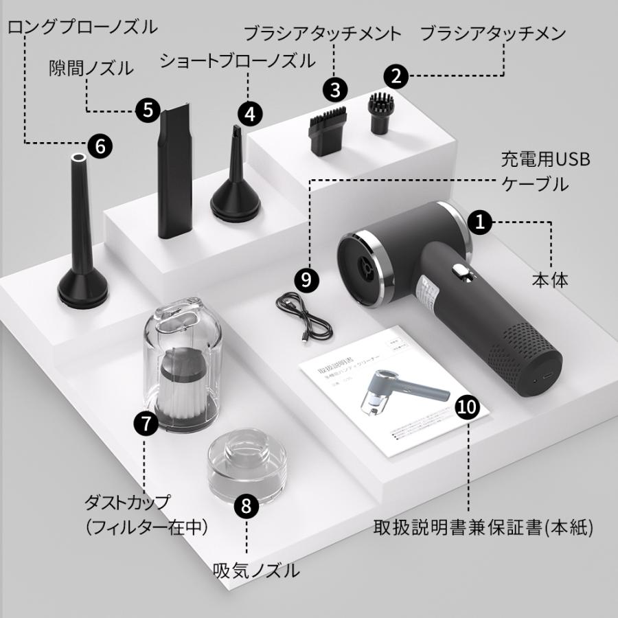 ハンディクリーナー ハンディ掃除機 15000PA強力吸引力・6種類ノズル