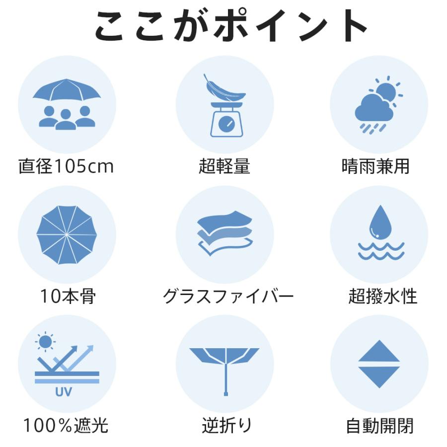 「在庫処理」傘 晴雨傘 逆さ傘 折りたたみ傘 日傘 雨傘 晴雨兼用 大きいめサイズ 99.9%UVカット 遮熱 自動開閉 耐強風 軽量 UV対策 熱中症対策 男女兼用 |  | 05