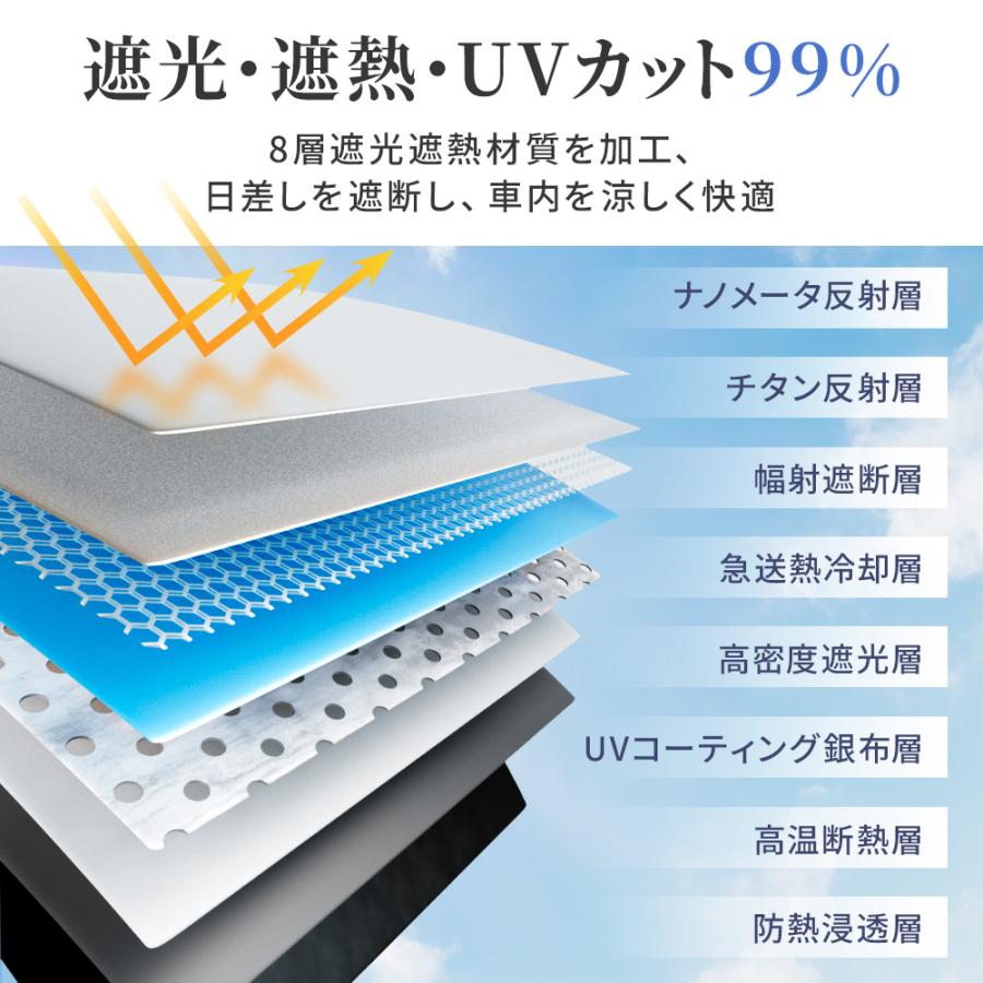 サンシェード 日よけ 車用 折りたたみ傘 傘式 フロントガラス フロントサンシェード 8層加工 10本骨 uv 紫外線カット 紫外線対策 遮光 断熱 中大型SUV MPV適用 |  | 08