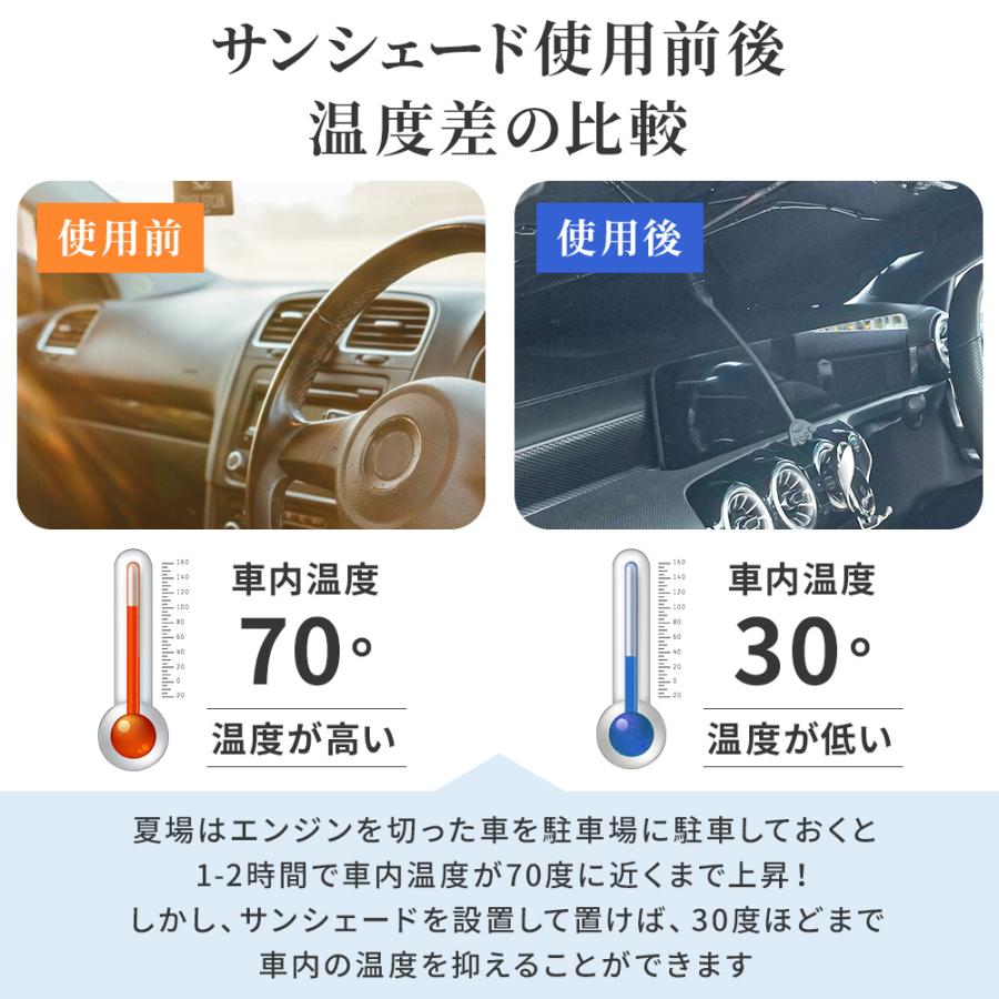 サンシェード 日よけ 車用 折りたたみ傘 傘式 フロントガラス フロントサンシェード 8層加工 10本骨 uv 紫外線カット 紫外線対策 遮光 断熱 中大型SUV MPV適用 |  | 09