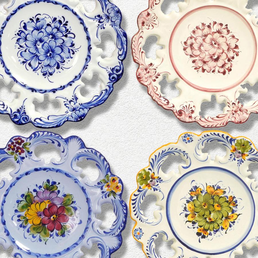 ポルトガル製 飾り皿 絵皿 壁掛け プレート アズレージョ 陶器