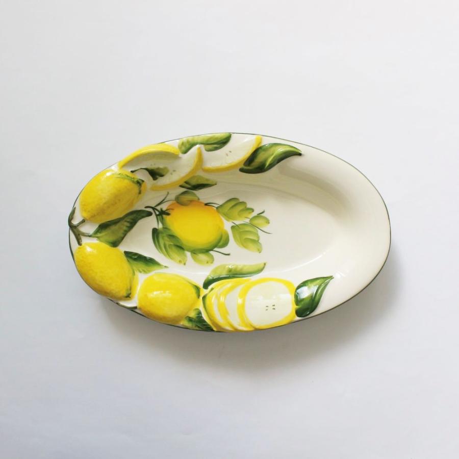 キッチン・食器 作家 陶芸作家 オーバルプレート レモン 手描き