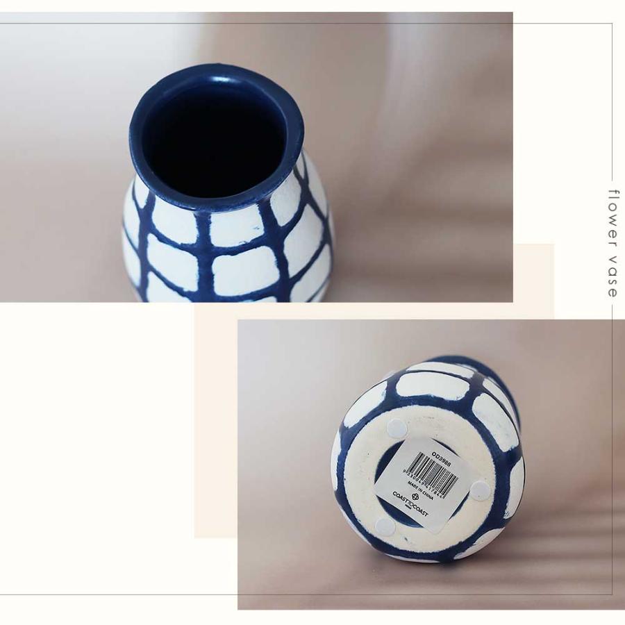 花瓶 花器 ベース フラワーベース 白 ホワイト 青 チェック シンプル