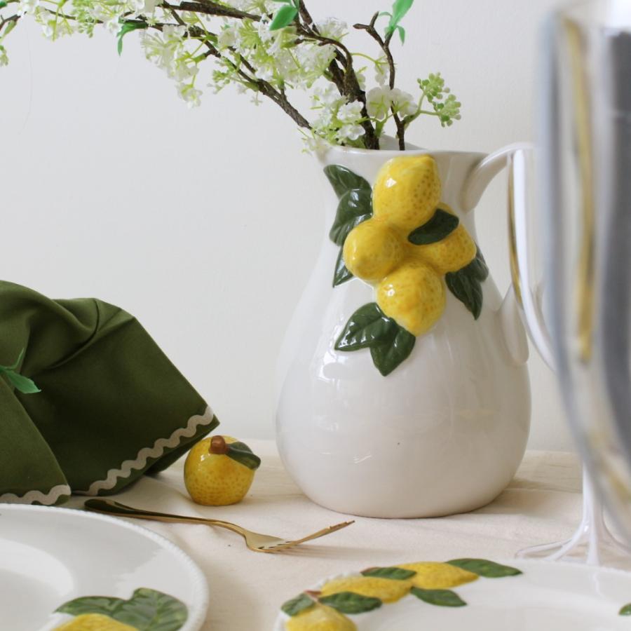 ジャグ ピッチャー 水差し 花瓶 フラワーベース レモン モチーフ