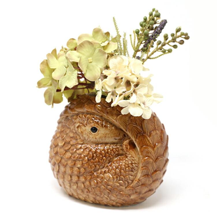 花瓶 センザンコウ アルマジロ 鱗甲目 おしゃれ 可愛い 陶器 大きい