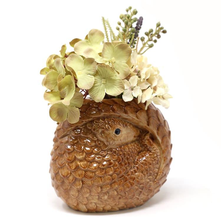 花瓶 センザンコウ アルマジロ 鱗甲目 おしゃれ 可愛い 陶器 大きい