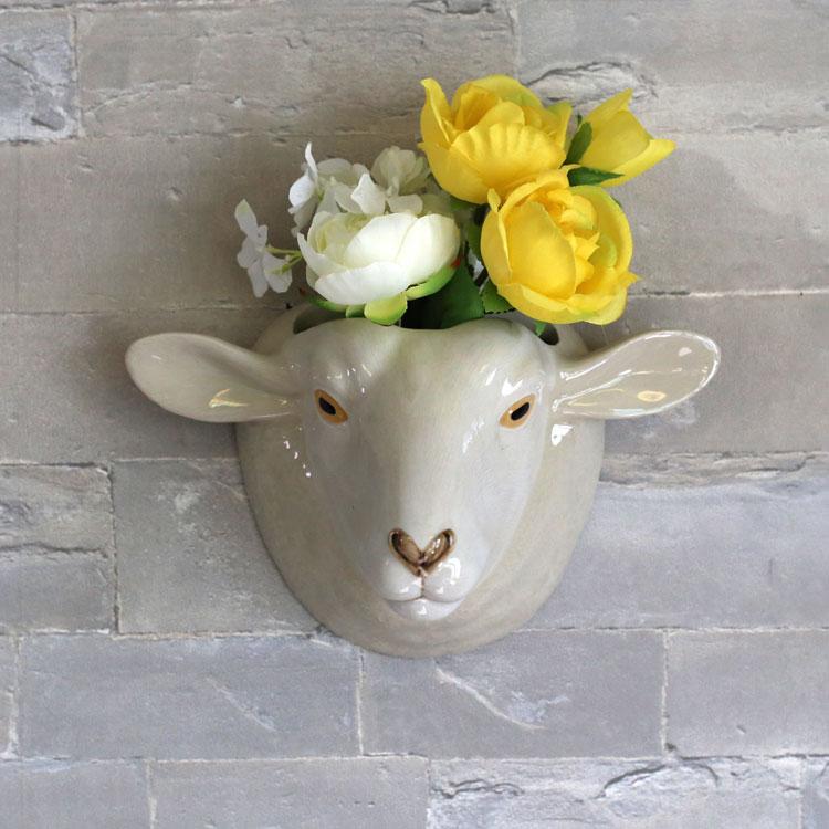 壁掛け 花瓶 羊 じつじ ヒツジ 小物入れ 動物 家畜 アニマル
