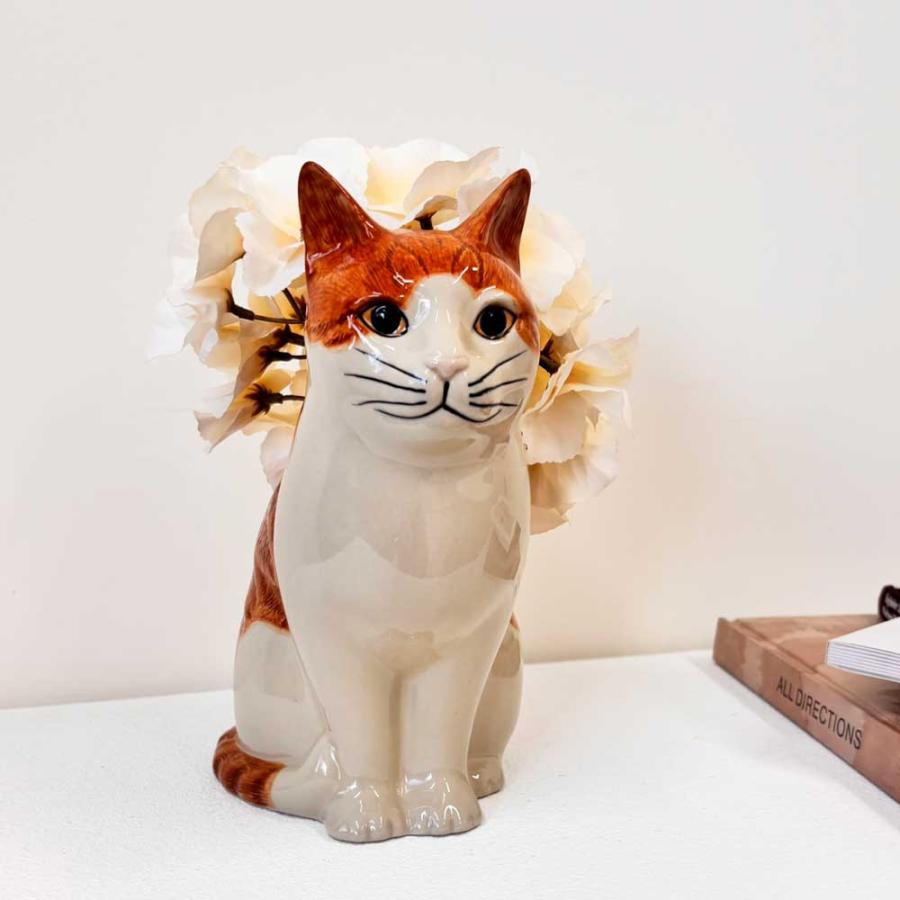 花瓶 猫 茶トラ ハチワレ おしゃれ 可愛い 陶器 大きい 動物 アニマル ネコ ねこ ペット プレゼント クエイルセラミックス Quail Ceramics Squash |  | 02