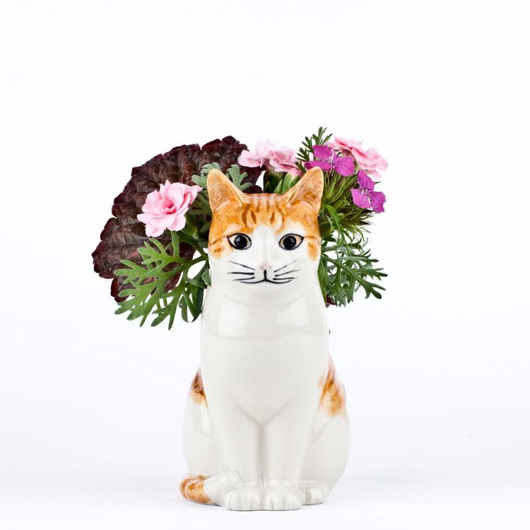 花瓶 猫 茶トラ ハチワレ おしゃれ 可愛い 陶器 大きい 動物 アニマル